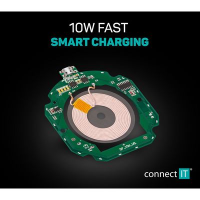 Connect IT WiFast bezdrátová nabíječka, 10 W, černá