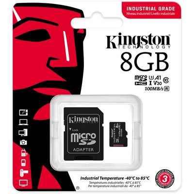 Kingston microSDHC 8GB Industrial + SD adaptér