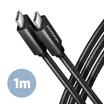 AXAGON BUCM32-CM10AB, SPEED+ kabel USB-C <-> USB-C, 1m, USB 20Gbps, PD 100W 5A, 4k HD, ALU, oplet, černý