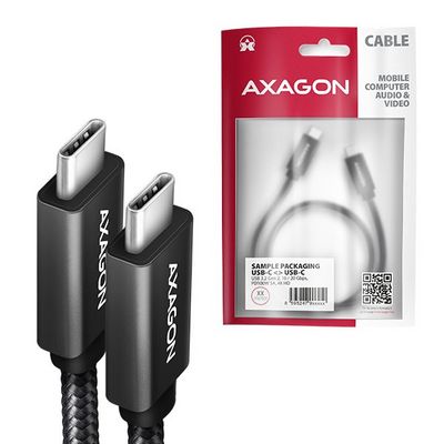 AXAGON BUCM32-CM10AB, SPEED+ kabel USB-C <-> USB-C, 1m, USB 20Gbps, PD 100W 5A, 4k HD, ALU, oplet, černý
