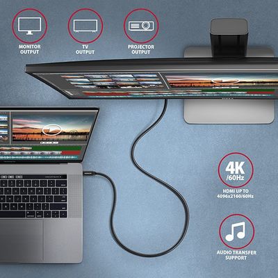 AXAGON BUCM32-CM20AB, SPEED+ kabel USB-C <-> USB-C, 2m, USB 20Gbps, PD 100W 5A, 4k HD, ALU, oplet, černý