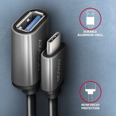 AXAGON RUCM-AFAC kabelová redukce USB-C male <-> USB-A female, 20cm