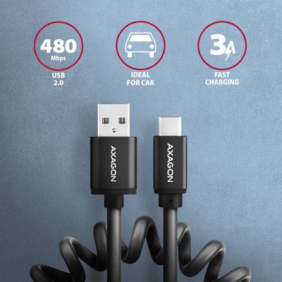 AXAGON BUCM-AM10TB, TWISTER kabel USB-C <-> USB-A, 0.6m
