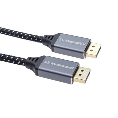 PremiumCord DisplayPort 1.4 přípojný kabel, kovové a zlacené konektory, 2m
