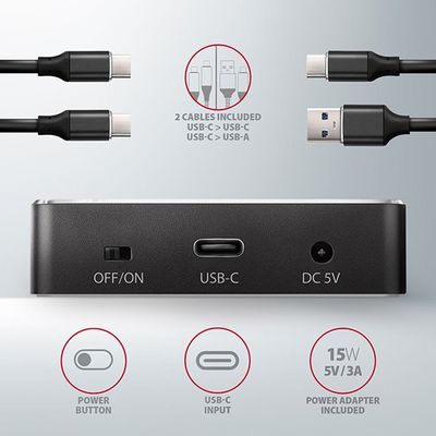 AXAGON ADSA-M2C, USB-C 3.2 Gen 2 - 2x M.2 NVMe SSD dokovací stanice