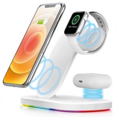 Bezdrátová Qi dok.stanice 3v1 Apple watch,15W,bílá
