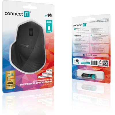 CONNECT IT Triple SmartSwitch bezdrátová myš, 2.4 GHz & BT, ČERNÁ
