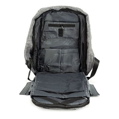 Tactical Anti-Theft Batoh s USB/Jack 3,5mm šedý