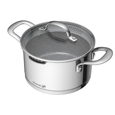 G21 Sada nádobí Gourmet Miracle s cedníkem, 9 dílů, nerez/greblon