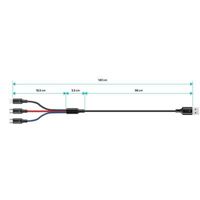 Connect IT Wirez 3in1 USB-C & microUSB & Lightning, 1.2m