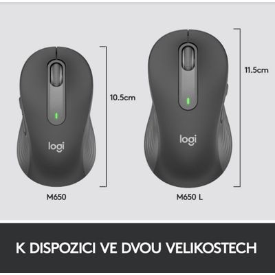 Logitech Wireless M650 M, grafitová