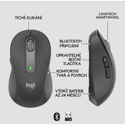 Logitech Wireless M650 M, grafitová