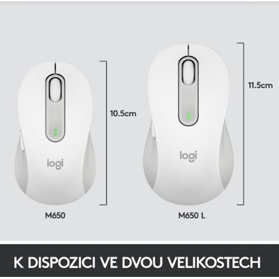Logitech Wireless M650 L, bílá