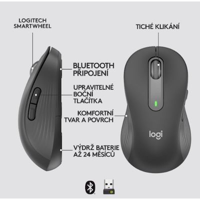 Logitech Wireless M650 L pro leváky, grafitová