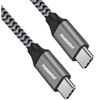 USB-C M/M, 100W 20V/5A 480Mb/s bavlněný oplet, 0,5m