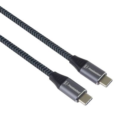 PremiumCord Kabel USB-C M/M, 100W 20V/5A 480Mbps bavlněný oplet, 1m