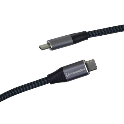 PremiumCord Kabel USB-C M/M, 100W 20V/5A 480Mbps bavlněný oplet, 2m