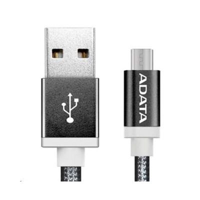 Adata microUSB 1m, pletený, černý