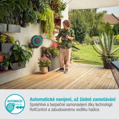 Gardena 18610-20 Nástěnný box na hadici RollUp M tyrkysový