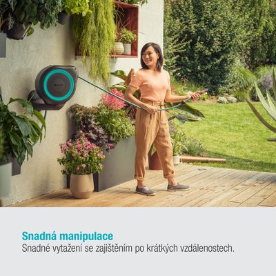 Gardena 18610-20 Nástěnný box na hadici RollUp M tyrkysový