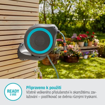 Gardena 18610-20 Nástěnný box na hadici RollUp M tyrkysový