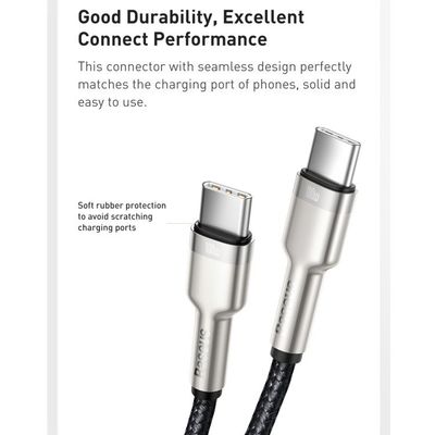 Baseus Cafule Series nabíjecí/datový kabel USB-C samec na USB-C samec s kovovými koncovkami 100W 2m, černá