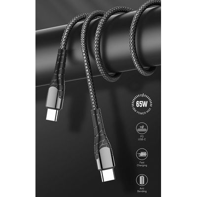 ColorWay USB-C na USB-C kabel 2m (PD 65W), šedý