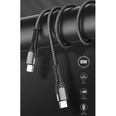 ColorWay USB-C na USB-C kabel 1m (PD 65W), šedý
