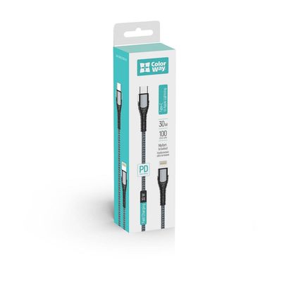 ColorWay USB-C na Lightning kabel 1m, šedý