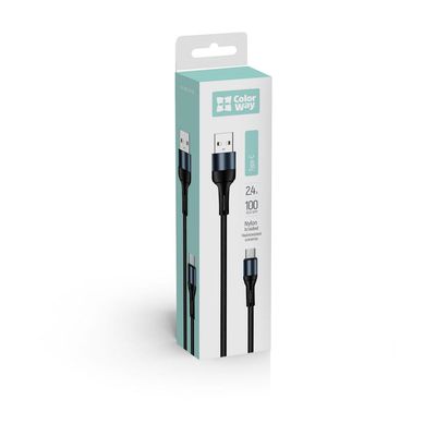 ColorWay USB-C kabel 1m 2.4A, černá