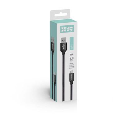 ColorWay USB-C kabel 2m 2.4A, černá