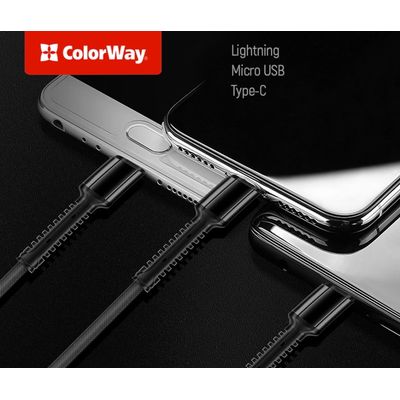 ColorWay kabel 3v1 USB - Lightning, microUSB a USB-C 4.0A 1.2m
