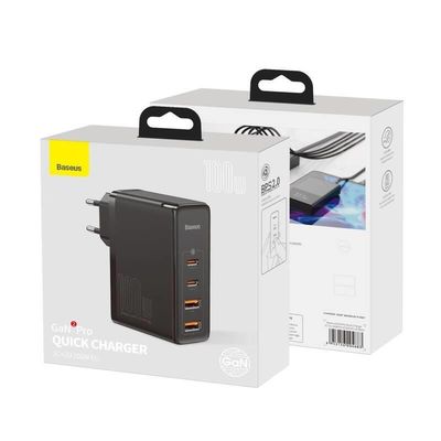 Baseus GaN2 Pro rychlonabíjecí adaptér 2x USB-C + 2x USB-A 100W černá