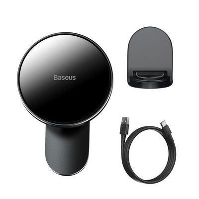 Baseus Big Energy držák s bezdrátovým nabíjením 15W černá (kompatibilní s Apple iPhone 12 Series)