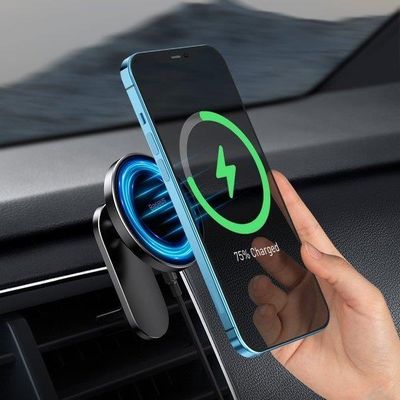 Baseus Big Energy držák s bezdrátovým nabíjením 15W černá (kompatibilní s Apple iPhone 12 Series)