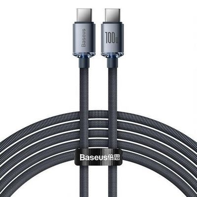 Baseus Crystal Shine Series nabíjecí/datový kabel USB-C / USB-C 100W 2m, černá