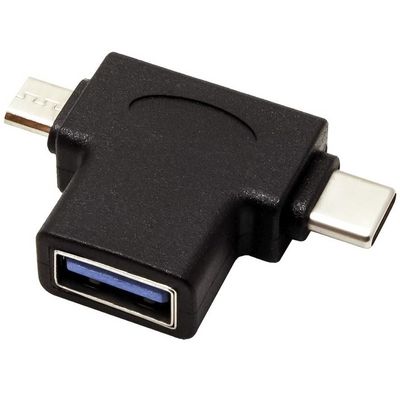 PremiumCord Adaptér USB3.0 female na dva konektory USB-C/male + micro USB B/male