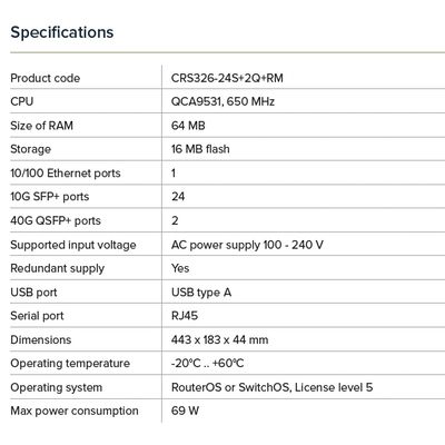 MikroTik CRS326-24S+2Q+RM,26port GB cloud router switch