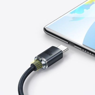 Baseus Crystal Shine Series nabíjecí/datový kabel USB-A / USB-C 100W 1,2m, černá
