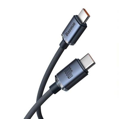 Baseus Crystal Shine Series nabíjecí/datový kabel USB-C / USB-C 100W 1,2m, černá