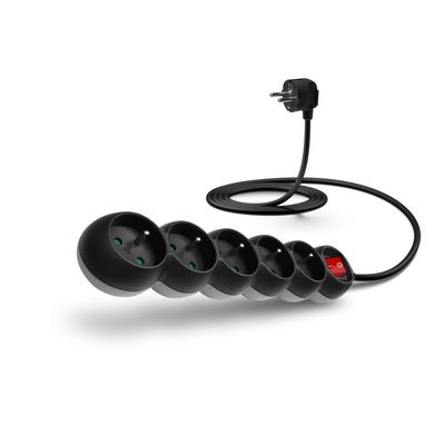 Connect IT prodlužovací kabel 230 V, 5 zásuvek, 2m, s vypínačem (černý)