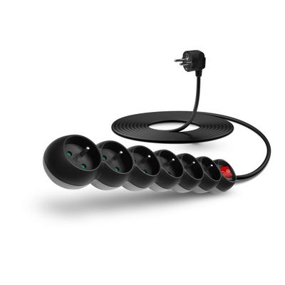Connect IT prodlužovací kabel 230 V, 6 zásuvek, 5m, s vypínačem (černý)