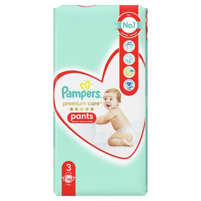 Pampers Plenkové Kalhotky Premium Care Velikost 3, 48 Kusů, 6kg-11kg