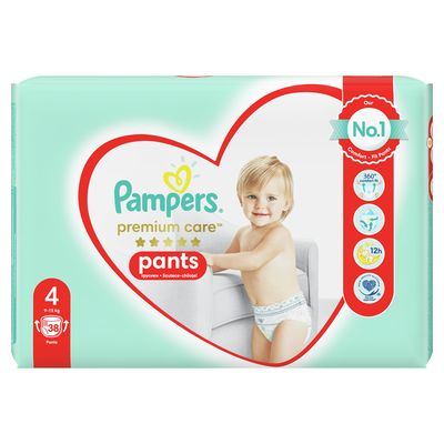 Pampers Plenkové Kalhotky Premium Care Velikost 4, 38 Kusů, 9kg-15kg
