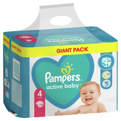 Pampers Active Baby Plenky Velikost 4, 9kg-14kg, 76ks
