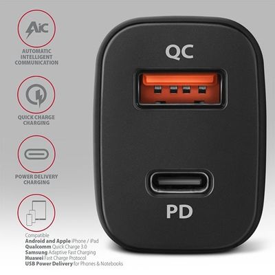 AXAGON PWC-PQ38 PD & QC car charger 38W