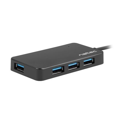 Natec rozbočovač Silkworm, USB-C 4x USB 3.0 HUB, černý