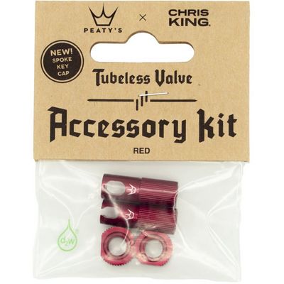 PEATYS X CHRIS KING (MK2) RED TUBELESS VALVES ACCESSORY KIT