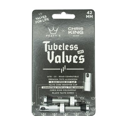 PEATYS X CHRIS KING (MK2) SILVER TUBELESS VALVES 42MM