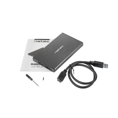 Natec externí box pro HDD 2,5” USB 3.0 Rhino Go, černý, hliníkové tělo